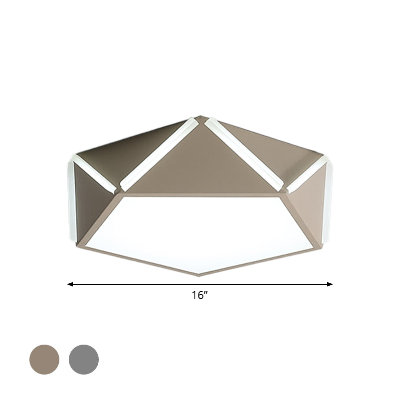 Child Bedroom Pentagonal Flushmount Light Acrylic Metal Modern LED Ceiling Lamp