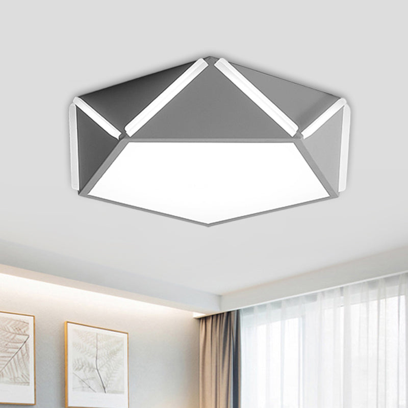 Child Bedroom Pentagonal Flushmount Light Acrylic Metal Modern LED Ceiling Lamp