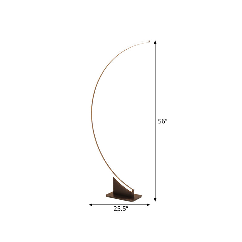 Weiß/Kaffeebogen -Stehlampe minimalistische LED Metallboden Stehende Beleuchtung in warmem/weißem Licht für Schlafzimmer