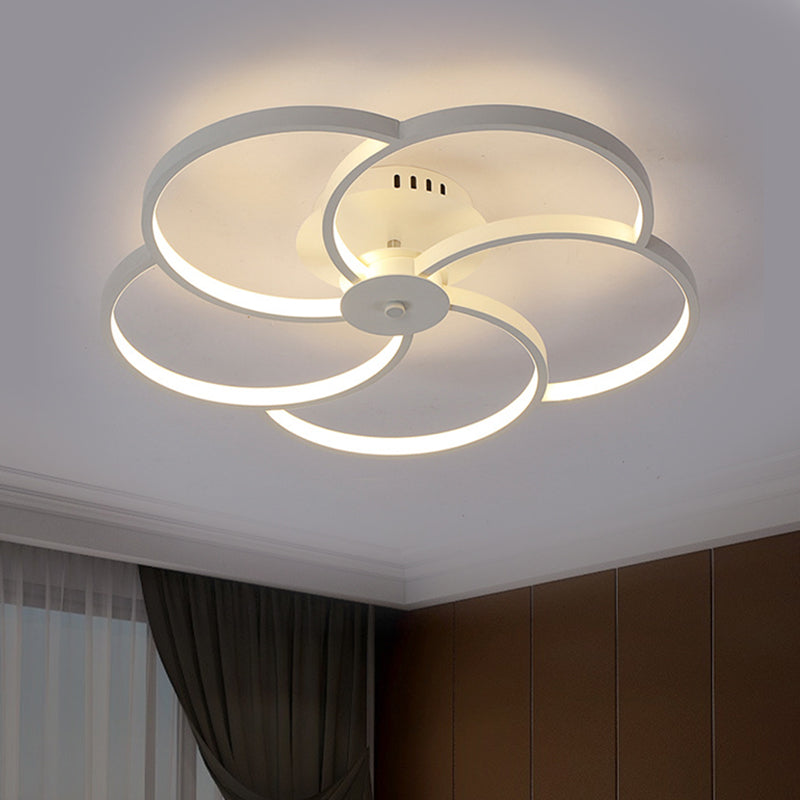 18 "/21,5" W Flower Metal Semi Flush Luce semplice/bianco LED vicino alla lampada a soffitto in luce calda/bianca/naturale