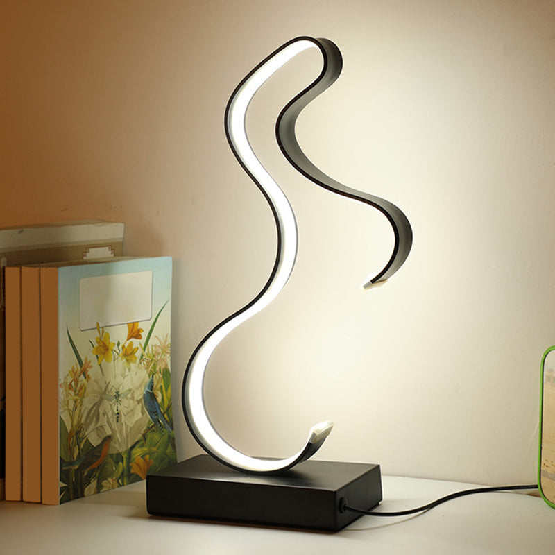 Simplicity Horse Profile Desk Lighting Metal LED Bedroom Nightstand Light with Oblong Pedestal in Black/White/Gold