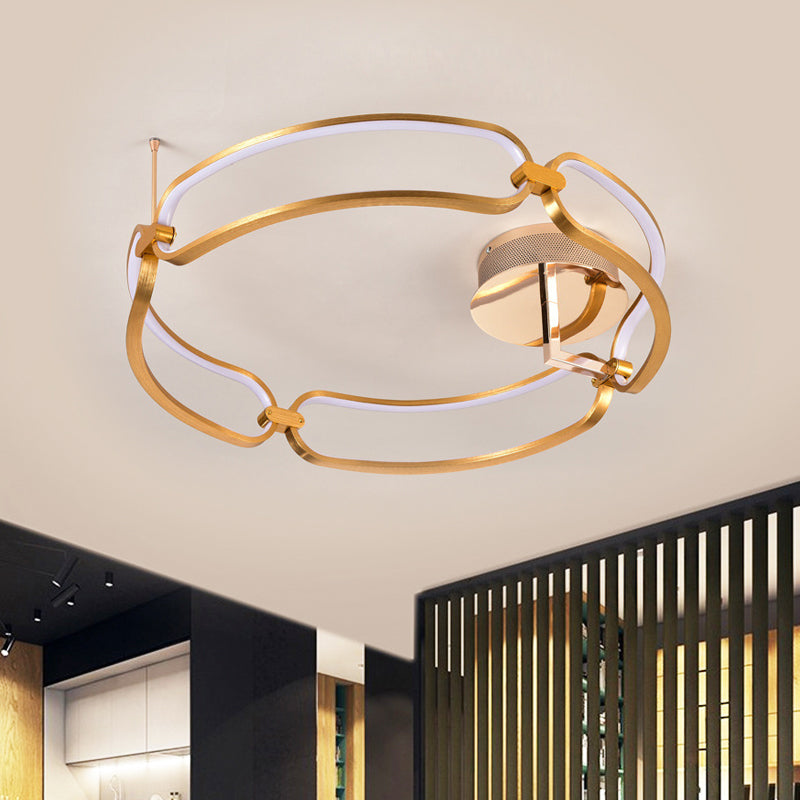 Polished Gold Bracelet Ceiling Mount Light Minimalistic Metal LED Semi Flush in Warm/White/Natural Light