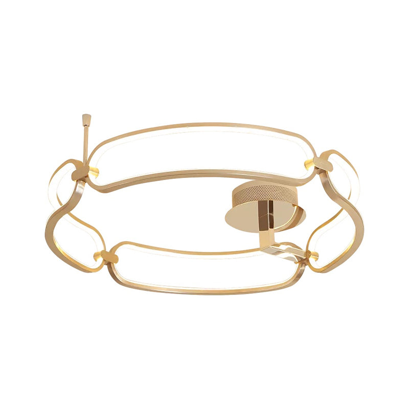 Polished Gold Bracelet Ceiling Mount Light Minimalistic Metal LED Semi Flush in Warm/White/Natural Light