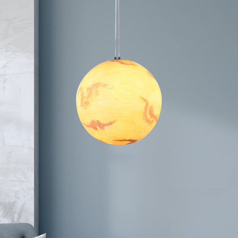 1 lámpara colgante de comedor de comedor creativo de color amarillo/naranja/azul de iluminación suspendida con sombra de resina de planeta