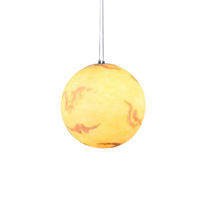 1 Light Dining Room Pendant Lamp Creative Yellow/Orange/Blue Suspended Lighting Fixture with Planet Resin Shade