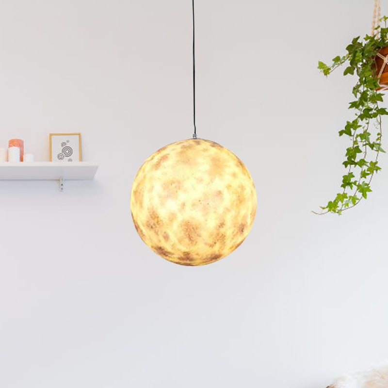 1 Light Dining Room Pendant Lamp Creative Yellow/Orange/Blue Suspended Lighting Fixture with Planet Resin Shade