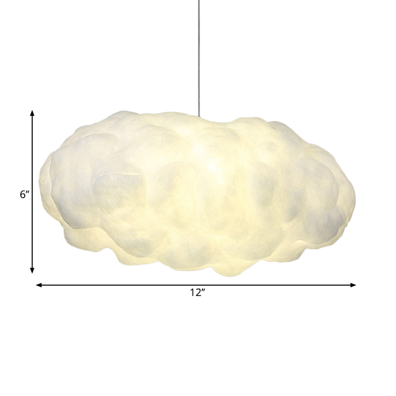 Cloud Hanging Light Kit Minimalism Cotton 1 Head White Pendant Lighting in Warm/White Light