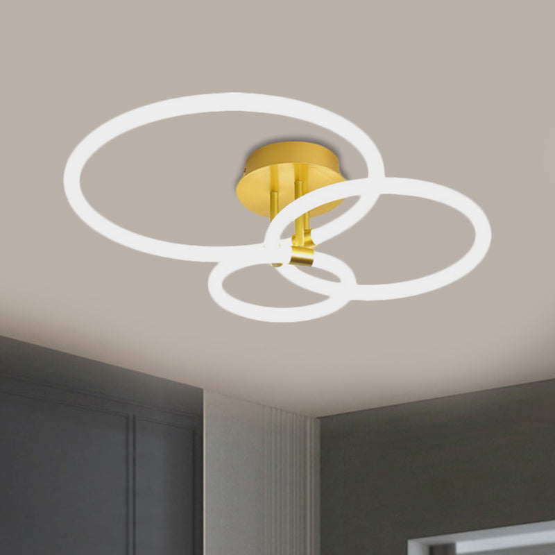 Acrylic Circle Semi Flush Mount Modern 23"/34.5" Wide LED Brass Ceiling Light in Warm/White Light