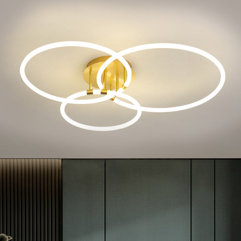 Acrylic Circle Semi Flush Mount Modern 23"/34.5" Wide LED Brass Ceiling Light in Warm/White Light