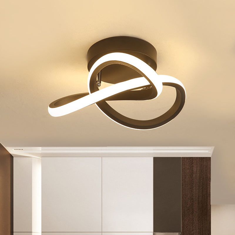 Modern Twisting plafond spoel licht Iron Foyer LED Semi Montage verlichting in warm/wit licht, zwart/wit