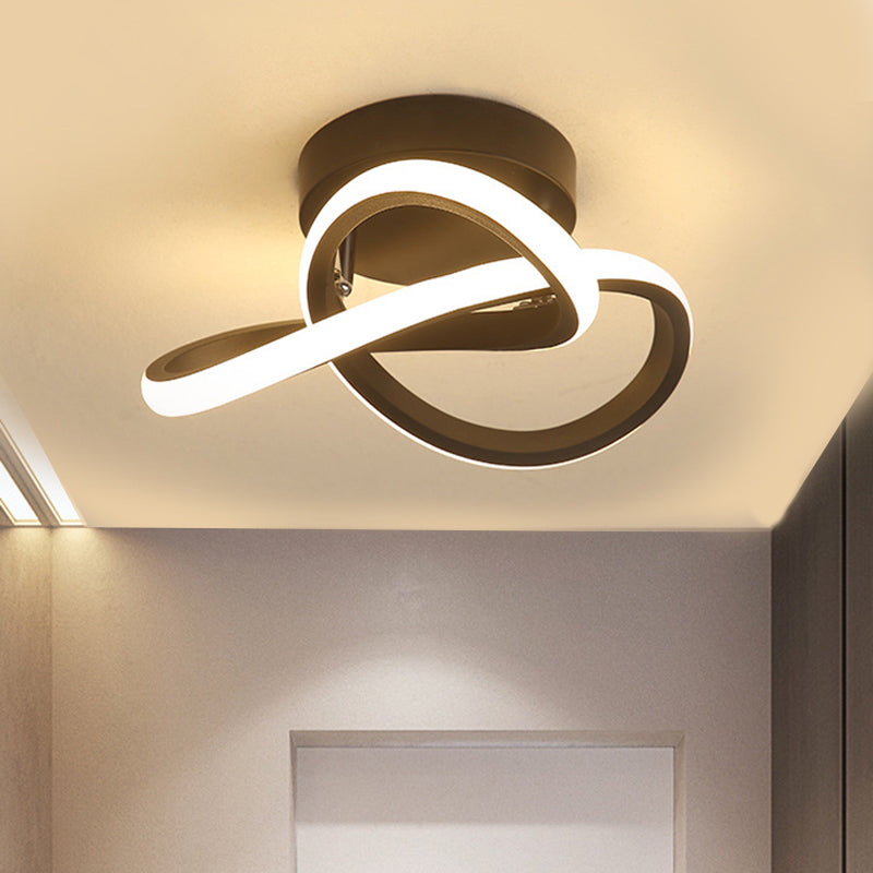 Modern Twisting plafond spoel licht Iron Foyer LED Semi Montage verlichting in warm/wit licht, zwart/wit