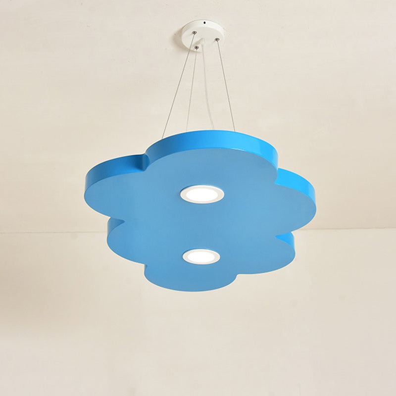 Oranje/blauwe/groene wolk hangende lamp cartoonstijl LED metalen hanger kroonluchter in warm/wit licht voor kinderdagverblijf