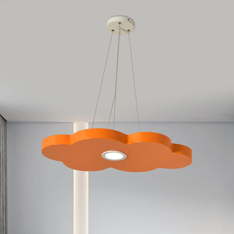 Oranje/blauwe/groene wolk hangende lamp cartoonstijl LED metalen hanger kroonluchter in warm/wit licht voor kinderdagverblijf