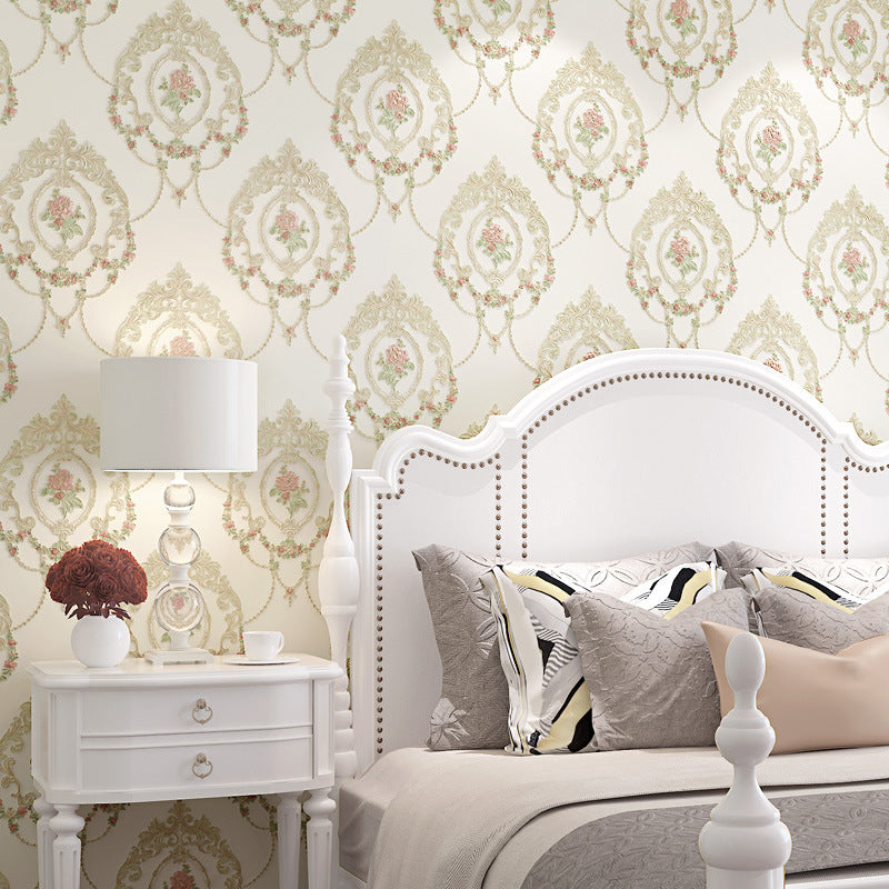 Pastel Color 3D Embossed Flower Decorative Non-Pasted Wallpaper, 33' x 20.5"