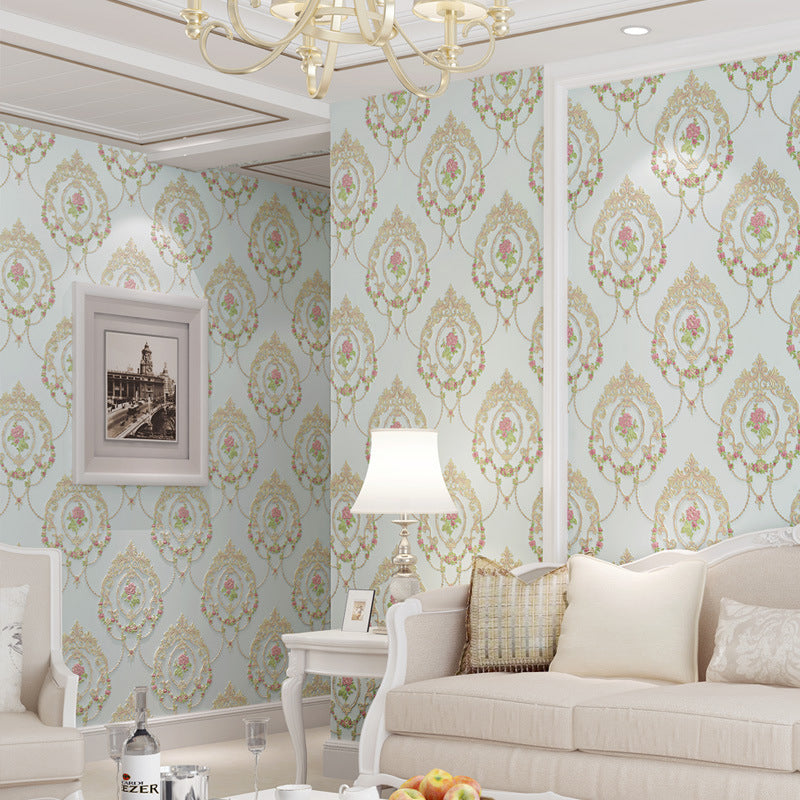 Pastel Color 3D Embossed Flower Decorative Non-Pasted Wallpaper, 33' x 20.5"