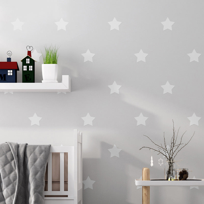 Non-Pasted Wallpaper for Girl with Pastel Color Simple Star, 33'L x 20.5"W