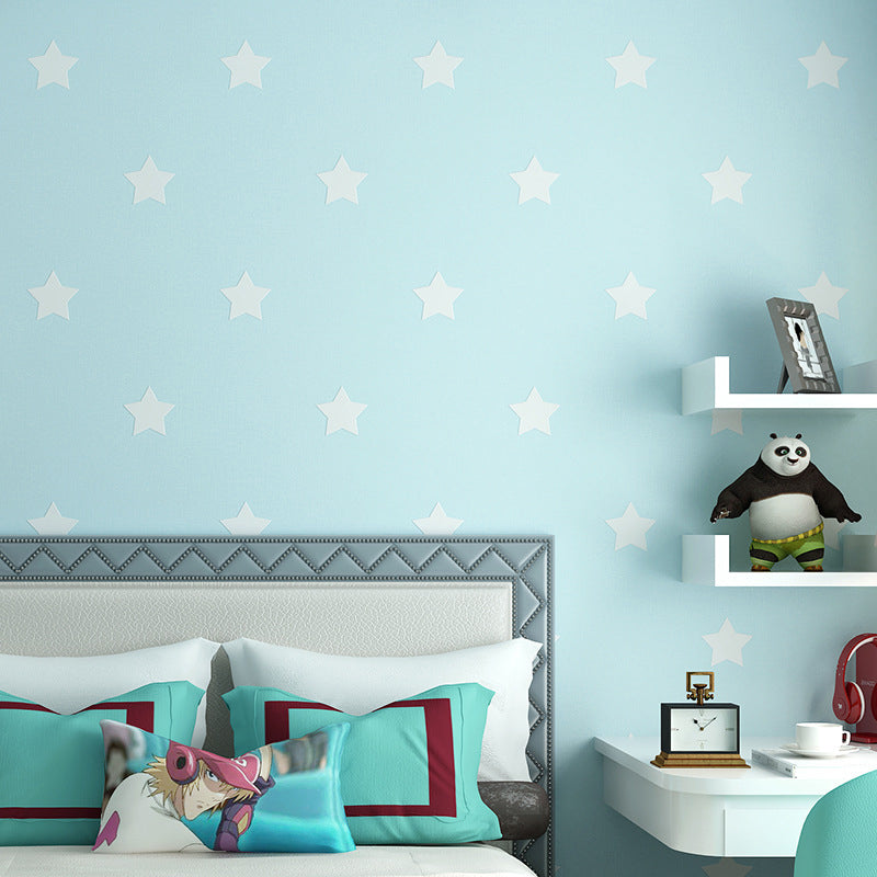 Non-Pasted Wallpaper for Girl with Pastel Color Simple Star, 33'L x 20.5"W