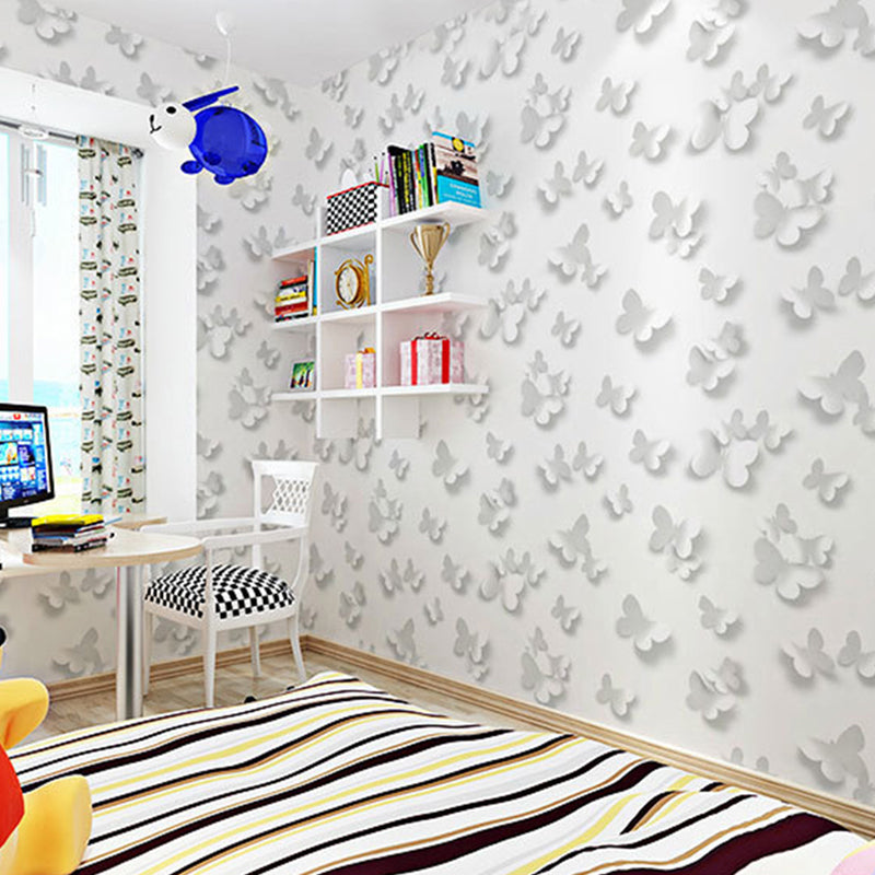 Scandinavian Minimalist Wall Decor 3D Butterfly Wallpaper for Children, 20.5 in x 33 ft