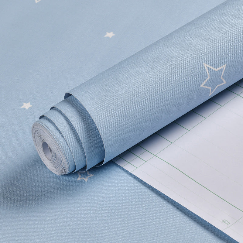 23.5"W x 33'L Contemporary Minimalist Star Design Self-Adhesive Wallpaper in Blue for Kids' Room