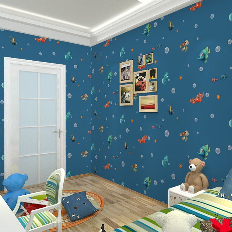 Mediterranean Wall Decor Underwater Animal Non-Pasted Wallpaper for Children, 20.5" by 33'