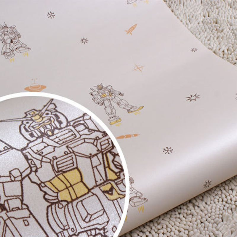 Non-Pasted Wallpaper with Cartoon Robot and Astronaut Pattern for Boys, 20.5 in x 33 ft