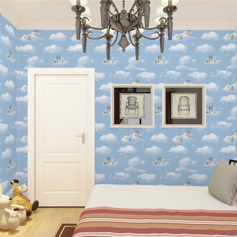 Non-Woven Wallpaper with Pastel Color Sky and Cloud for Children, 20.5 in x 33 ft, Non-Pasted