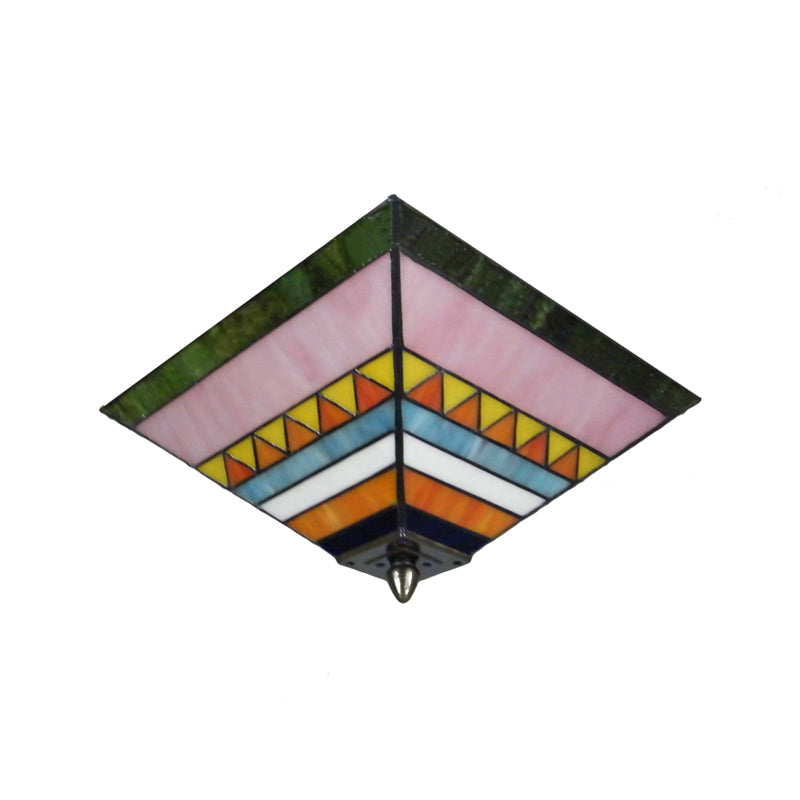 Multicolore Pyramid Flush Massimale Light Craftsman Colorato 2 Bulbi Flush Mount Light per Foyer