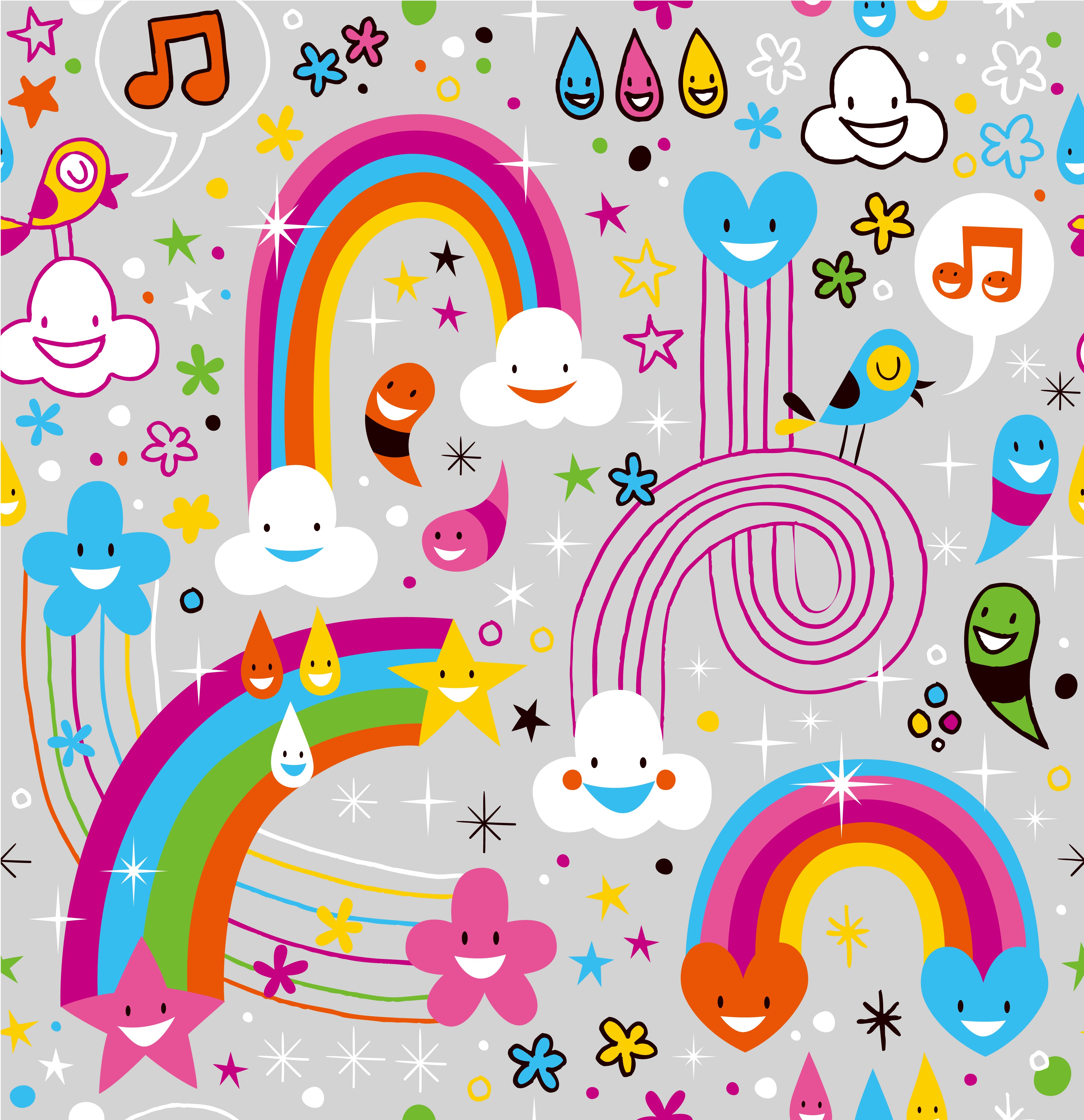 Cartoon Patterned Mural Wallpaper Non-Woven Washable Multicolored Art for Kids Bedroom