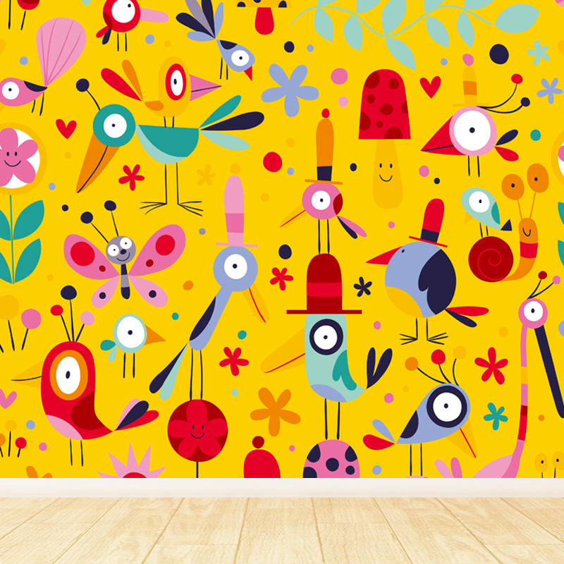 Cartoon Patterned Mural Wallpaper Non-Woven Washable Multicolored Art for Kids Bedroom