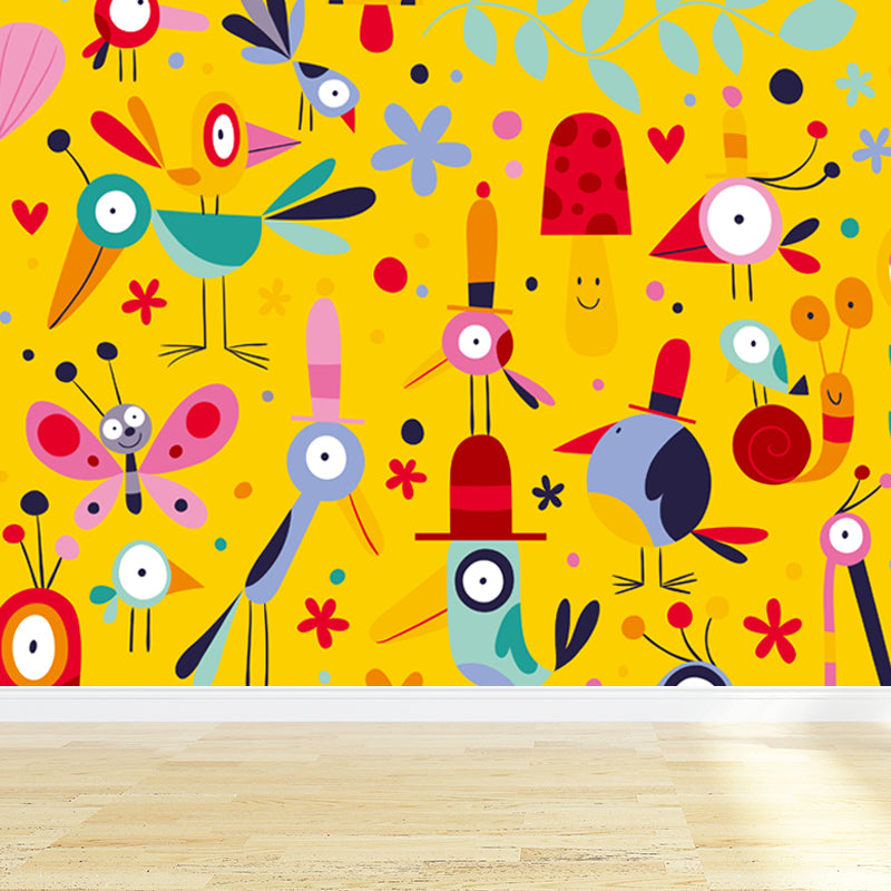 Cartoon Patterned Mural Wallpaper Non-Woven Washable Multicolored Art for Kids Bedroom