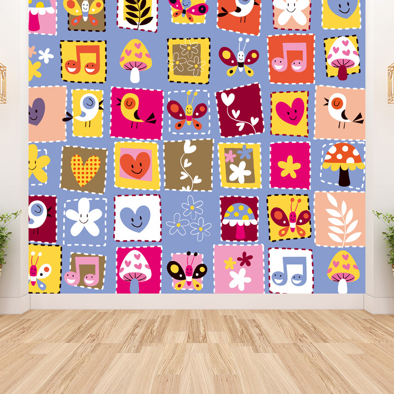 Cartoon Patterned Mural Wallpaper Non-Woven Washable Multicolored Art for Kids Bedroom