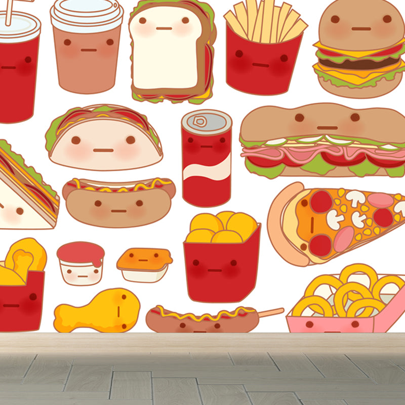 Delicious Foods Wall Paper Mural for Childrens Bedroom, Multi-Color, Made to Measure
