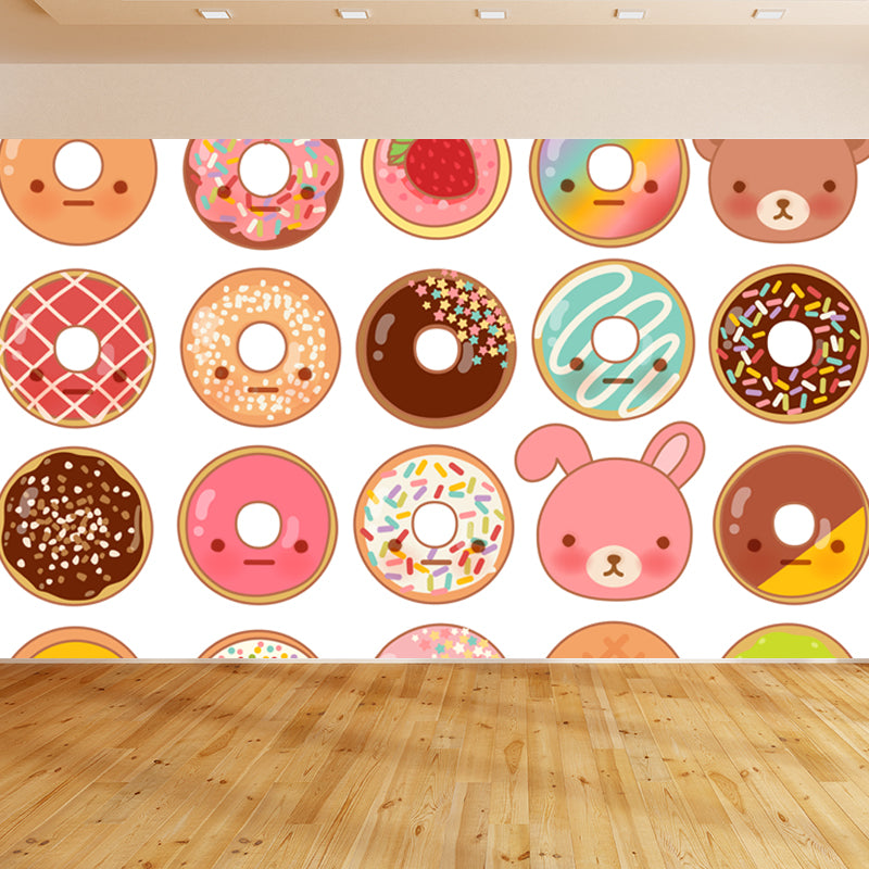 Stain-Proof Cartoon Foods Print Mural Non-Woven Children's Art Wall Decor for Kids Room