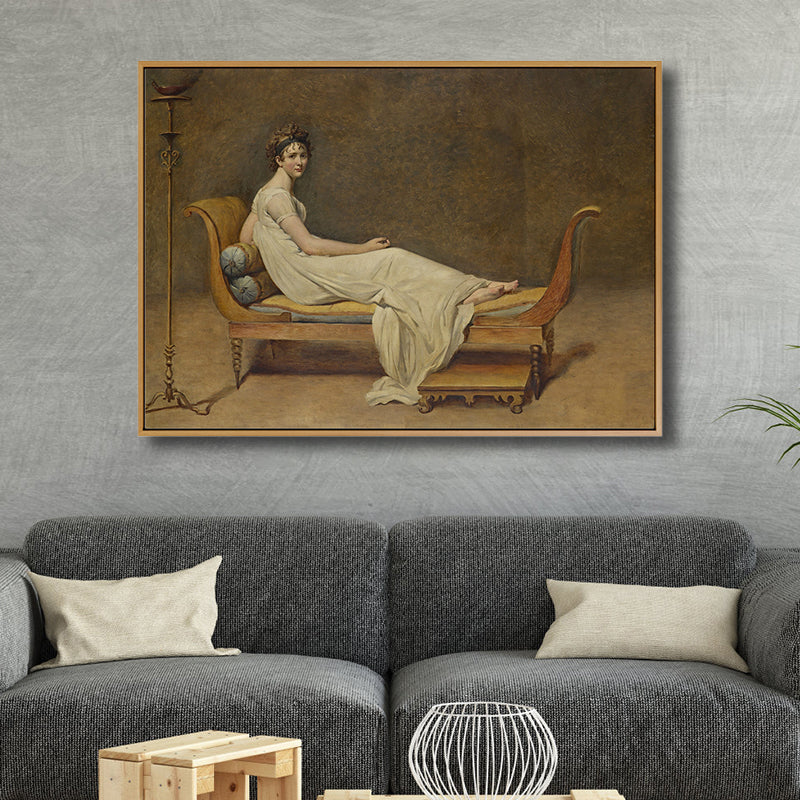 Woman on the Chair Painting Brown Retro Style Canvas Art for Bedroom, Optional Sizes