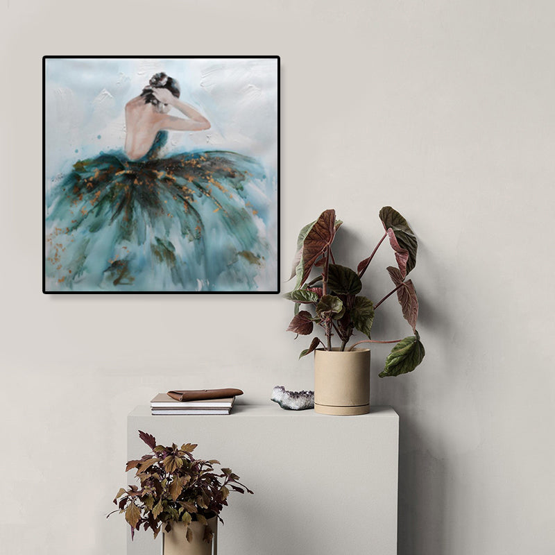 Glam Canvas Print Soft Color Dressing Girl Wall Art Decor, Multiple Sizes Available