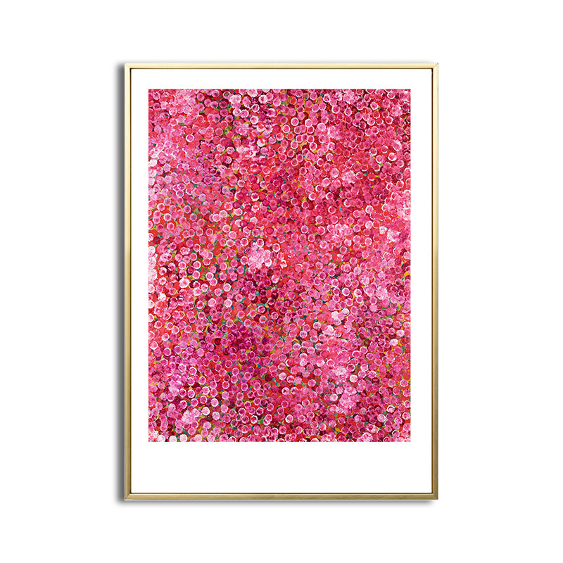 Country Illustration Flowers Art Print Canvas Textured Pink Wall Decor for Hallway