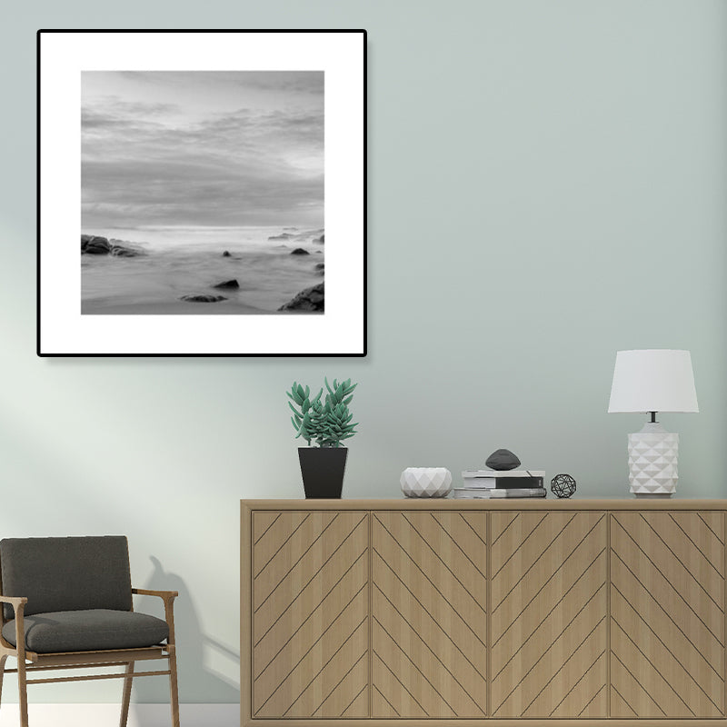 Dark Photograph Sea Scenery Art Print Textured Contemporary Living Room Wall Decor