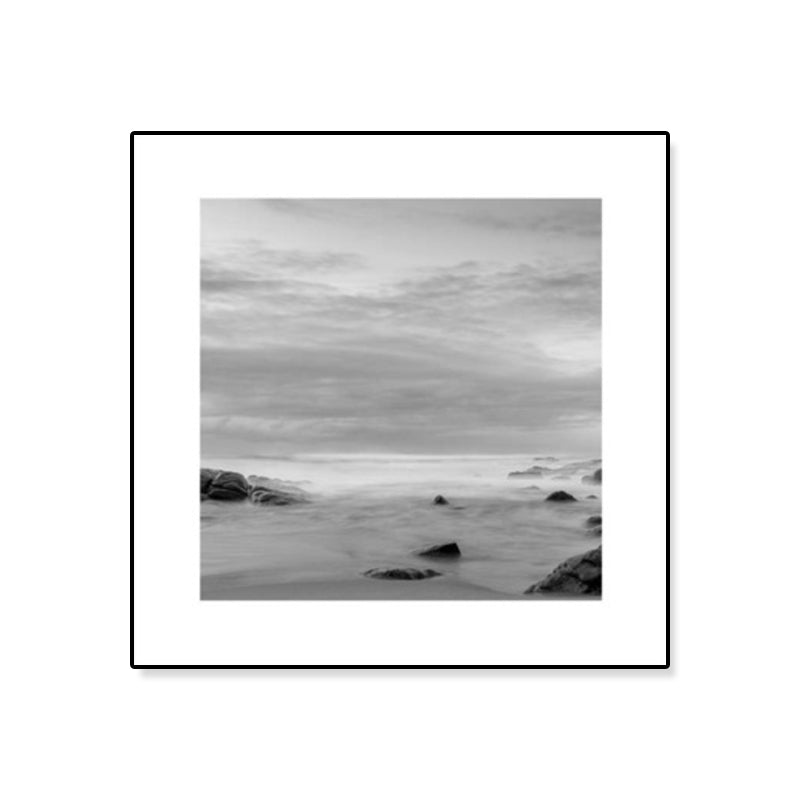 Dark Photograph Sea Scenery Art Print Textured Contemporary Living Room Wall Decor