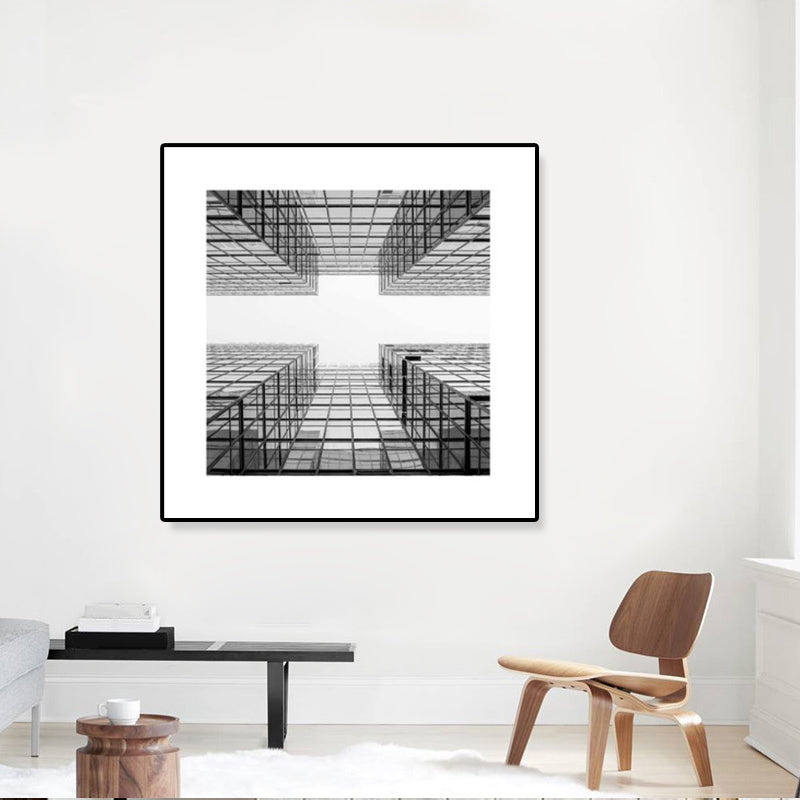 Grey Skyscraper Wall Art Architecture Contemporary Textured Canvas Print for Home