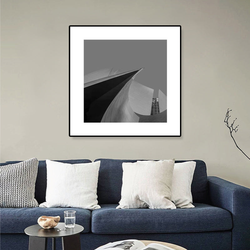 Grey Skyscraper Wall Art Architecture Contemporary Textured Canvas Print for Home