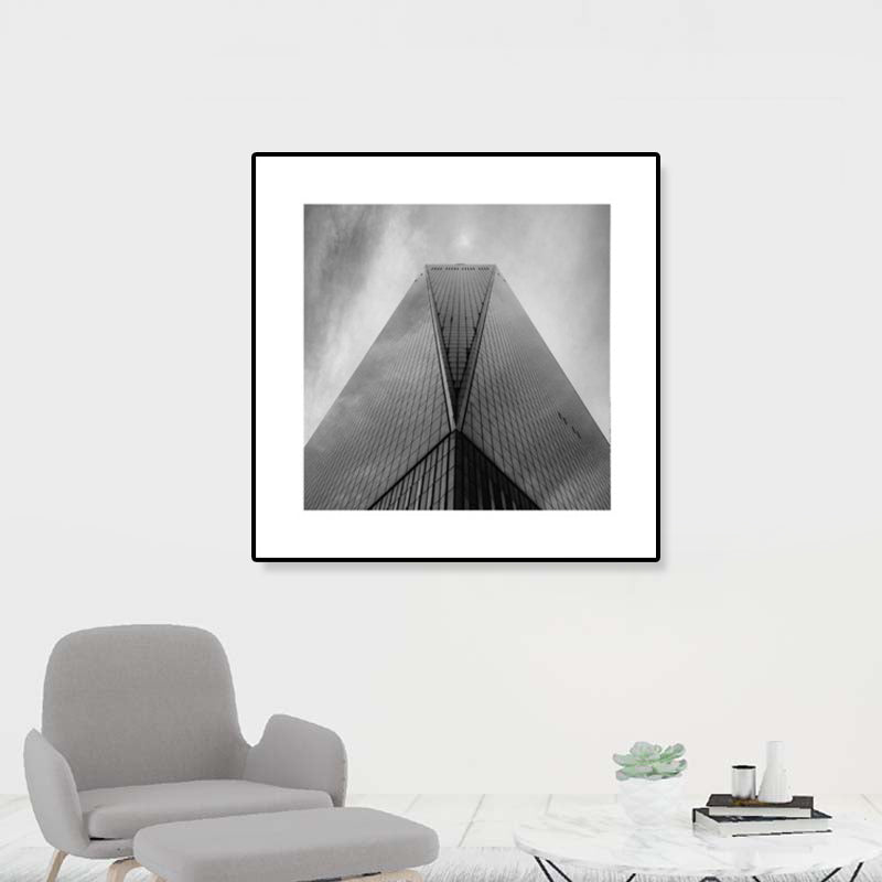 Grey Skyscraper Wall Art Architecture Contemporary Textured Canvas Print for Home