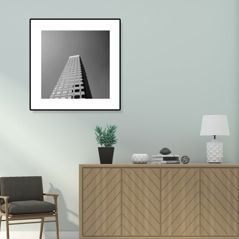 Grey Skyscraper Wall Art Architecture Contemporary Textured Canvas Print for Home