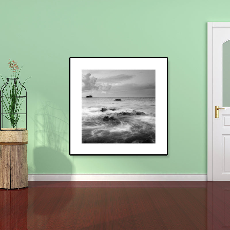 Photograph Ocean Canvas Print Dark Color Modern Wall Art Decor for House Interior