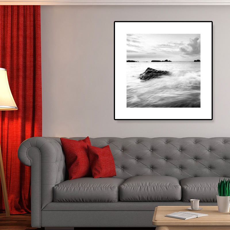 Photograph Ocean Canvas Print Dark Color Modern Wall Art Decor for House Interior