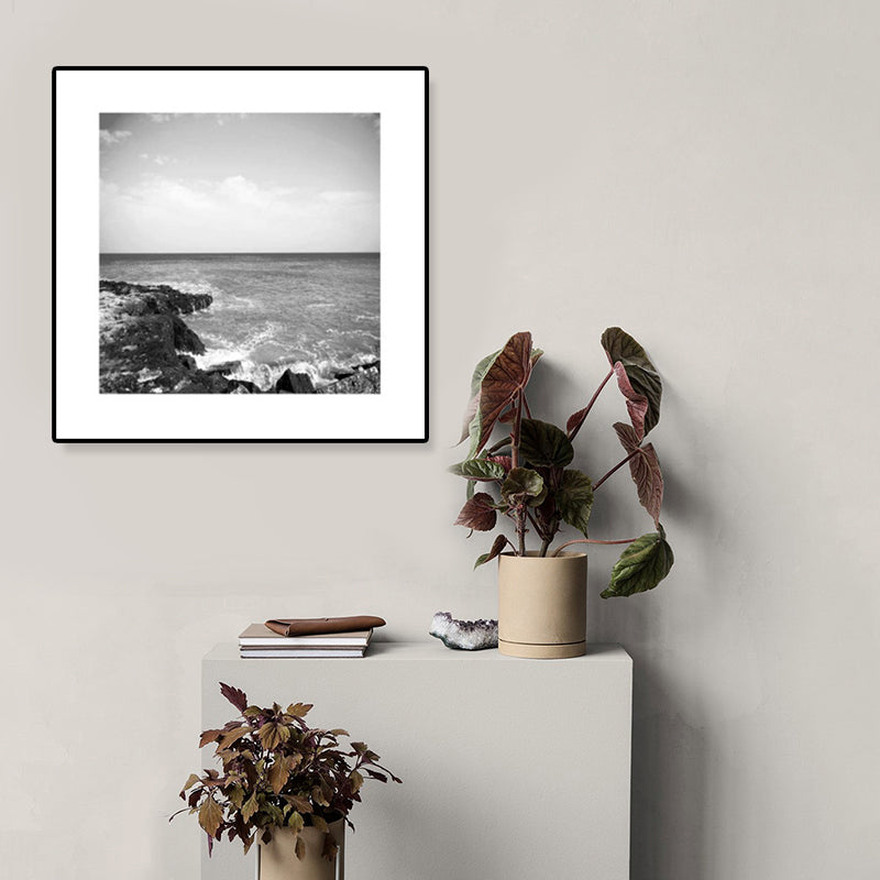 Photograph Ocean Canvas Print Dark Color Modern Wall Art Decor for House Interior