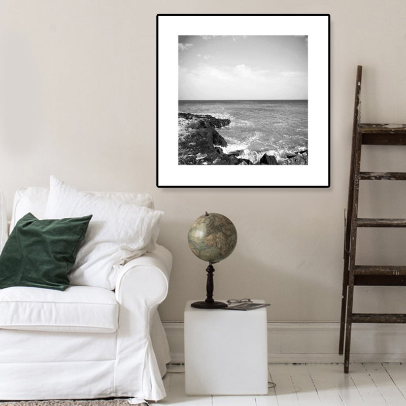 Photograph Ocean Canvas Print Dark Color Modern Wall Art Decor for House Interior