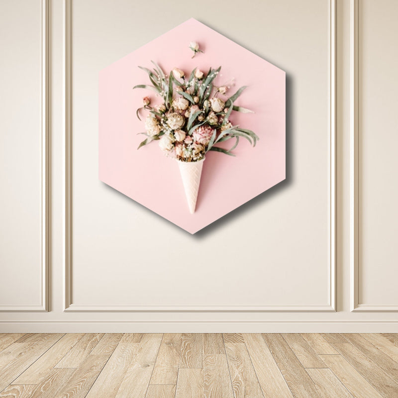 Flower Print Wall Decor Modern Style Textured Wrapped Canvas in Soft Color for Bedroom