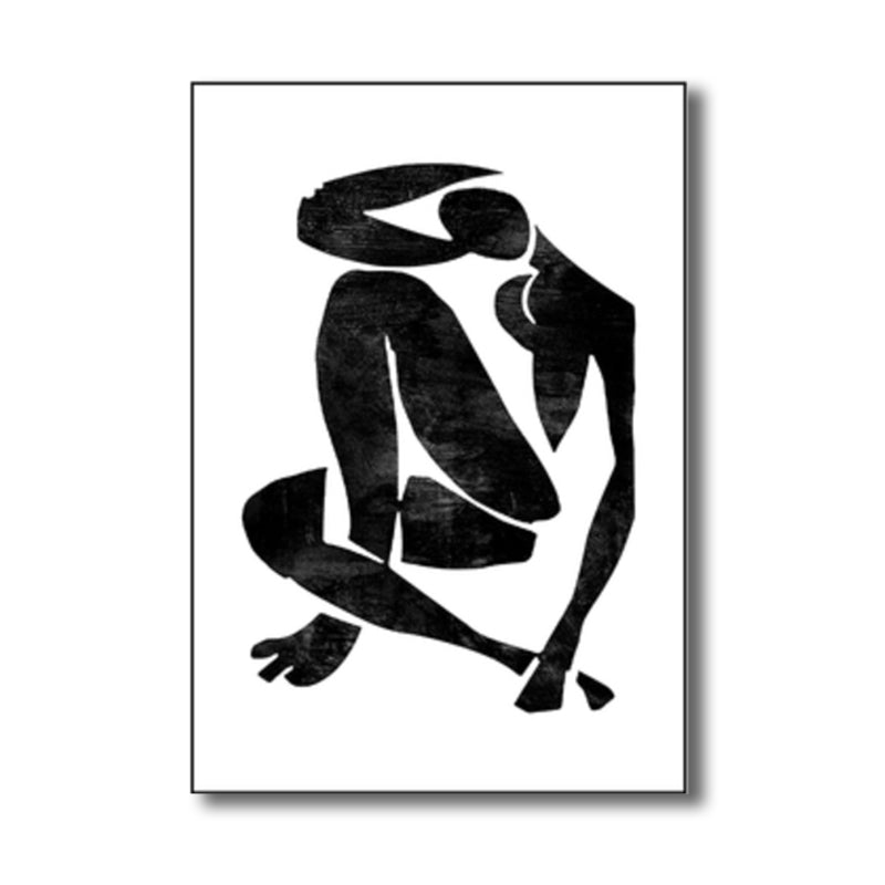 Black Modern Style Painting Sports Figure Print Wrapped Canvas for Girls Bedroom