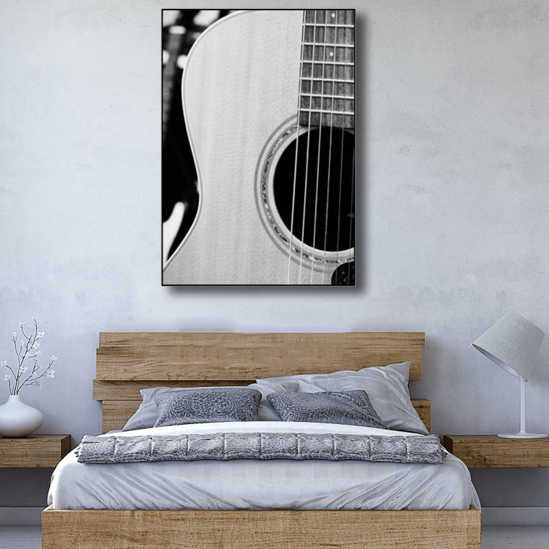 Contemporary Wall Art Grey Photographic Print Guitar Wall Decor for Boys Bedroom