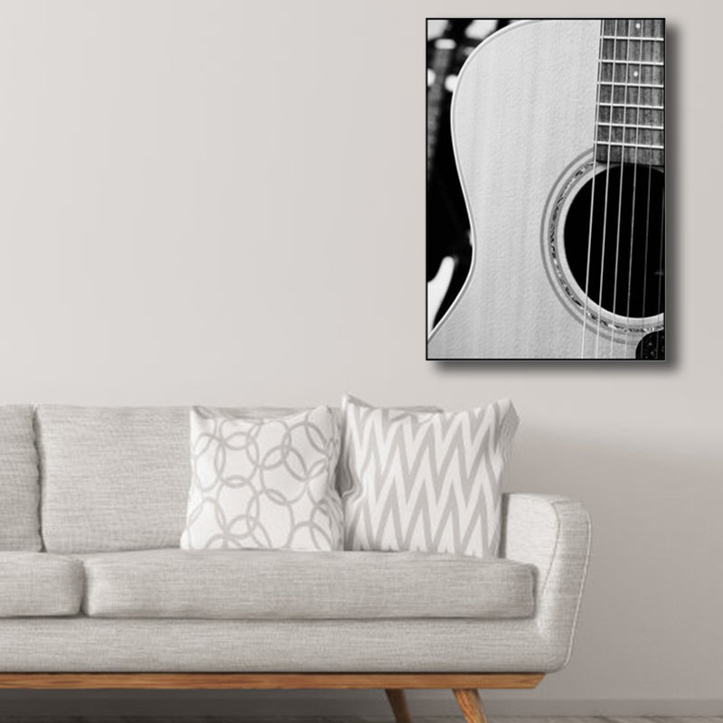 Contemporary Wall Art Grey Photographic Print Guitar Wall Decor for Boys Bedroom